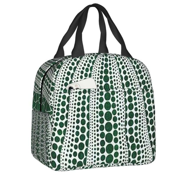 Eisbeutel/Isothermische Taschen Pink Polka Dot Yayoi Kusama Abstrakte Kunst Pumpkin Polka Isolierte Lunch-Tasche für Frauen Tragbare Kühlbox Thermo-Lunchbox J230425