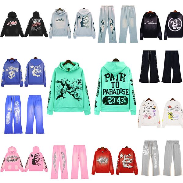 Hellstar Rock Hip Hop Street Hoodie Designer-Grafik-Trainingsanzug Kleidung Hipster gewaschener Stoff Street Graffiti Schriftzug Foliendruck Vintage Y2K-Trainingsanzug