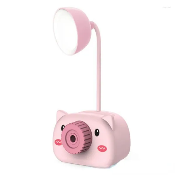 Lampade da tavolo Simpatico cartone animato LED Night Light Portapenne Temperamatite Protezione degli occhi Lettura per mini lampada da studio per studenti