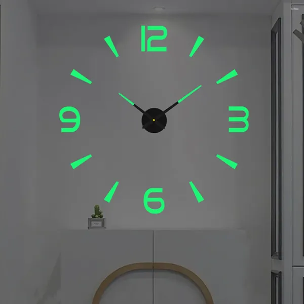 Relógios de parede 40cm relógio adesivo relógio diy espelho sem moldura adesivos quartzo duvar saat klock moderno mudo reloj de pared