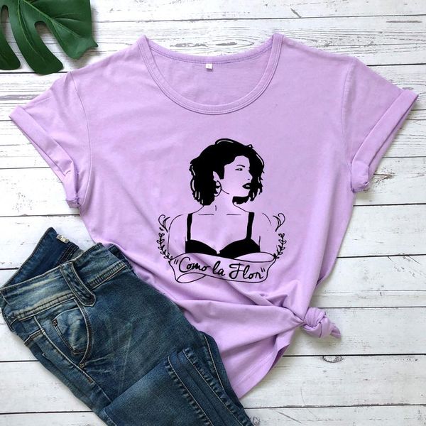 T-shirt da donna Como La Flor T-shirt da donna Camicia ispirata a Selena Summer Style Vacation Tees Fashion Casual Vintage Tops