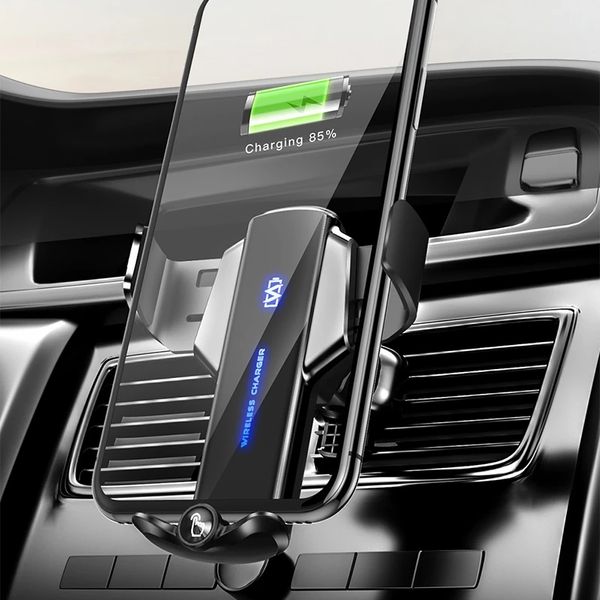 carregador de carros sem fio magnético Smart Electric Breating Phone Titular para iPhone 13/12/11 Huawei P30/40 Samsung S21