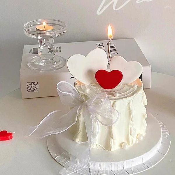 Праздничные принадлежности 1Set Love Heart Acryle Cake Toppers Happy Valentine's Decoing Tools Свадебная кекс вставка вставка флага выпечка