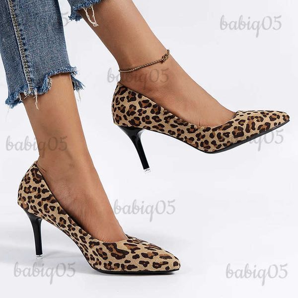 Sapatos de vestido Sxey Leopard Imprimir Salto alto Bombas Mulheres 2023 Outono Apontou Toe Salto Fino Sapatos de Festa Mulher Designer Deslizamento em Sapatos de Vestido T231125