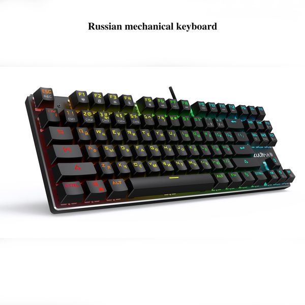 Tastatur-Maus-Kombinationen Mekanik Gaming Berkabel RGB Mix Backlit 87 104 Sakelar Biru Merah Anti Ghosting für Game Laptop PC Rusia AS 230425