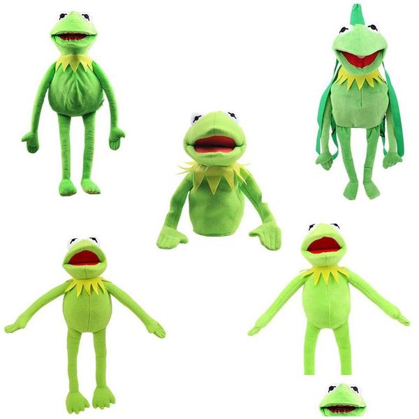 Gefüllte Plüschtiere Kermit Froschpuppen Handpuppe Rucksack Weiches Plüschtier Lustiges Spielzeug für Kinder Weihnachten Jungen Mädchen Geschenk Grüne Frösche Dha2G