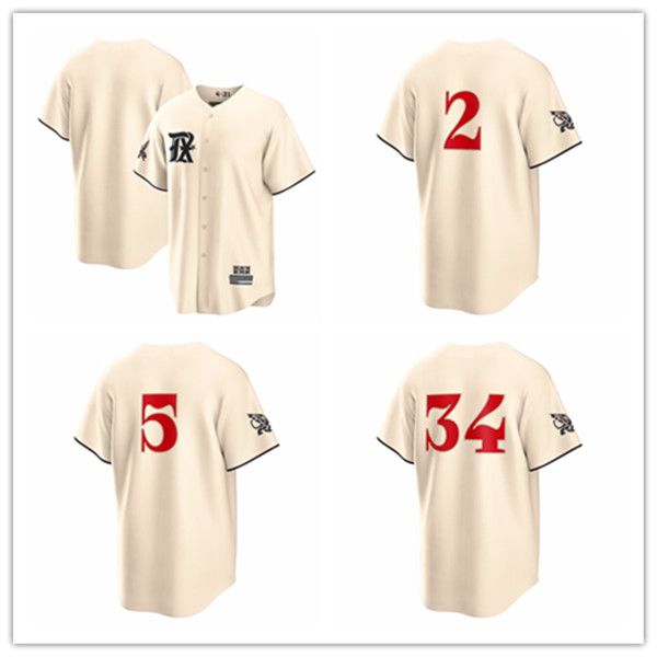 2023 City Baseball Jerseys Corey Seager 5 Nolan Ryan 34 Marcus Semien 2 Jersey Button Up Cream Men costura