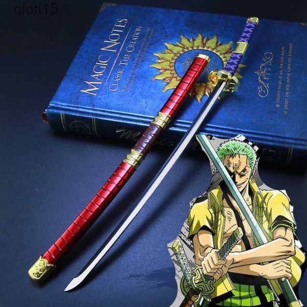 Cartoon Figuren Roronoa Zoro Schwert Schlüsselanhänger Samurai Katana Schwert Klinge Anime Schnalle mit Werkzeughalter Prop Ornament Sammlung Dekoration Handwerk T230425