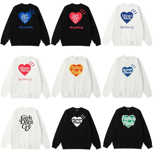 Herren Sweatshirts Designer Hoodie Human Made Herbst Winter New Love Print Girl Don't Cry Couple Loose Plüschpullover Rundhalspullover Trend