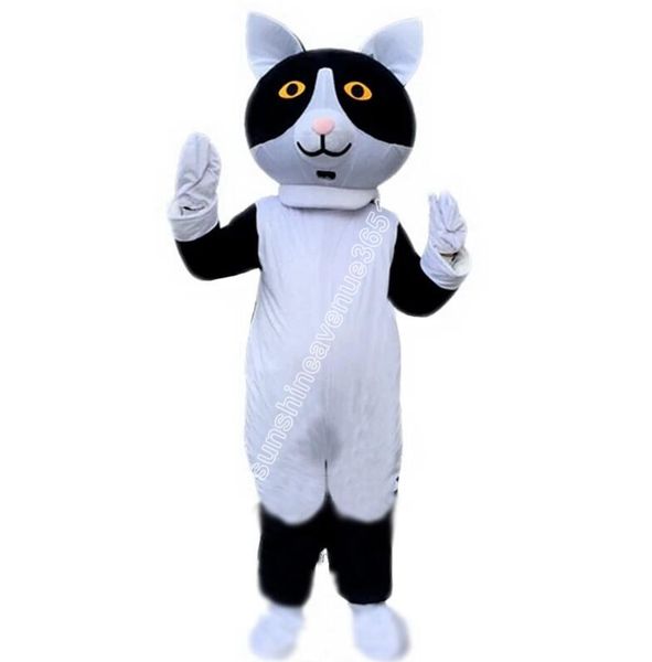Yetişkin boyutu siyah beyaz kedi maskot kostüm en iyi karikatür anime tema karakteri karnaval unisex yetişkinler Noel doğum günü partisi açık kıyafet takım elbise