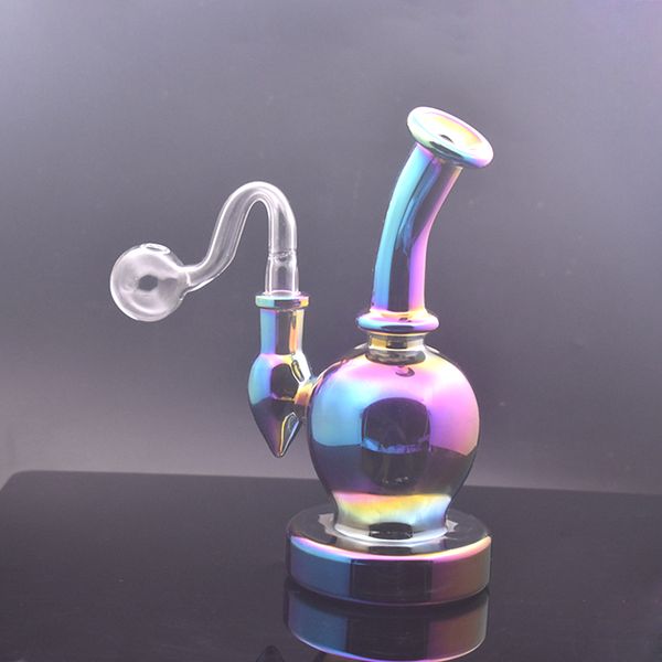 Großhandel Bubbler Pfeife Nano Beschichtung Glasölbrenner Bong 14mm weibliche gemeinsame Recycler Ashcatcher Bong mit männlichem Glasölbrennerrohr Günstigstes