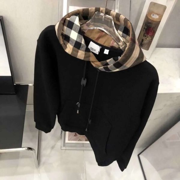 Burrberry hoodie gelgit markası Burb kapüşonlu kazak klasik ekose dikiş gevşek os kazak erkek kadınlar hoodies moda pamuk ceket burbery için hoodie