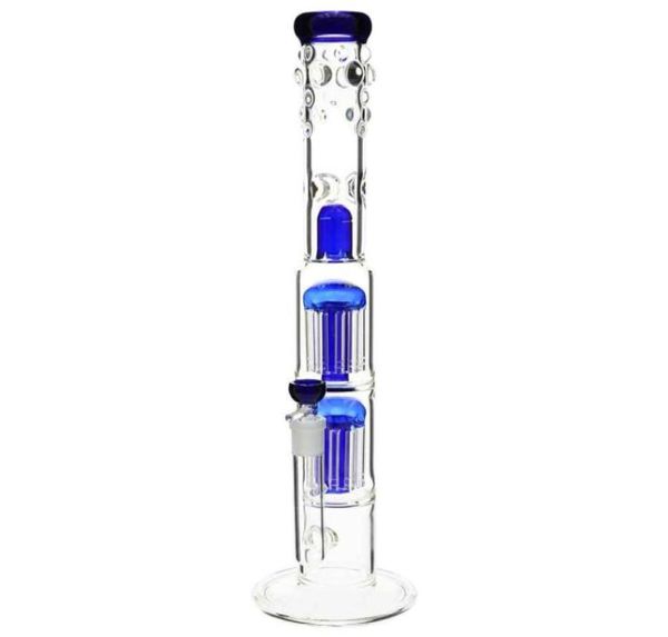 Narghilè 18quot Glass Bong Grace tubo dell'acqua doppio 8x armtree dome perc senza foro s Blu send2735587