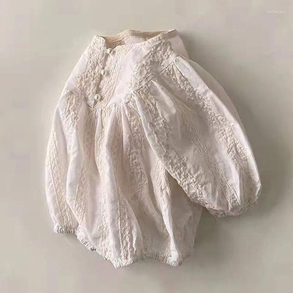 Macacão 2023 outono bebê meninas manga longa bodysuit infantil criança roupas bonito princesa bordado macacão nascido onesie 0-24m