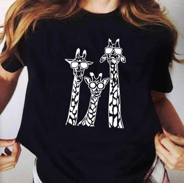 Kadınlar tişörtleri zürafe komik kadınlar tişört yaz moda camiseta mujer kısa kollu gündelik tshirt harajuku tişört femme