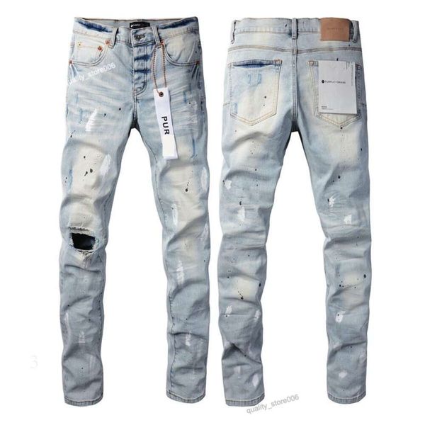 Jeans roxo jeans designer para homens calça jeans empilhados homens baggy denim lágrimas europeu jean hombre calças dos homens motociclista 132