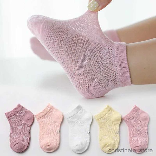 Детские носки, 5 пар/лот, от 0 до 6 лет, детские ультратонкие сетчатые носки для маленьких мальчиков и девочек, летние милые хлопковые дышащие тонкие мягкие носки-лодочки, детские носки R231125