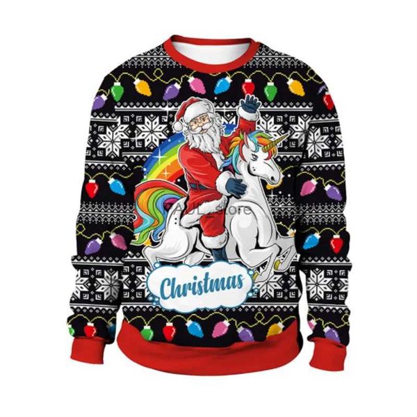 Kadın Sweaters Noel 2023 Yeni Baskı Yuvarlak Boyun Külotu Kazak Erkekler ve Kadın Sevenler Çirkin Noel Kazak Sonbahar Kış Blusesl231122