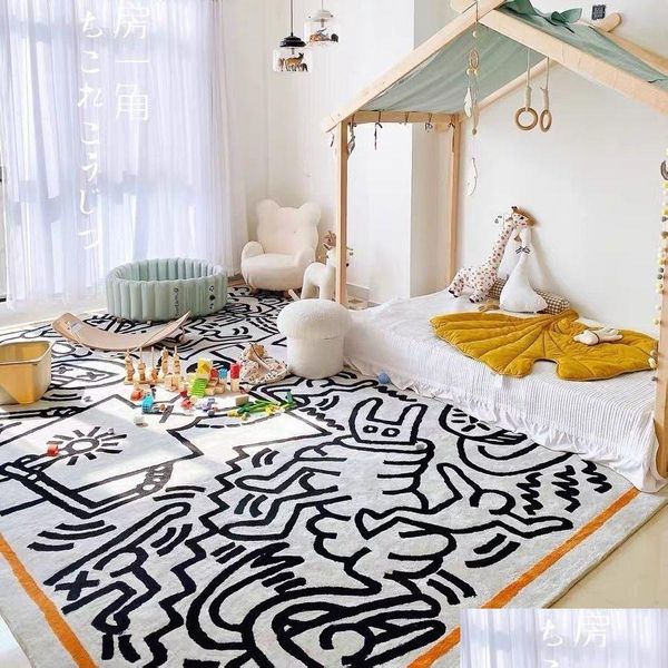 Ковер Keith Haring Messy Puzzle Area Rug Напольный коврик Роскошная гостиная Спальня Прикроватная тумбочка Эркер 230113 Прямая доставка Дом и сад Ot6Za