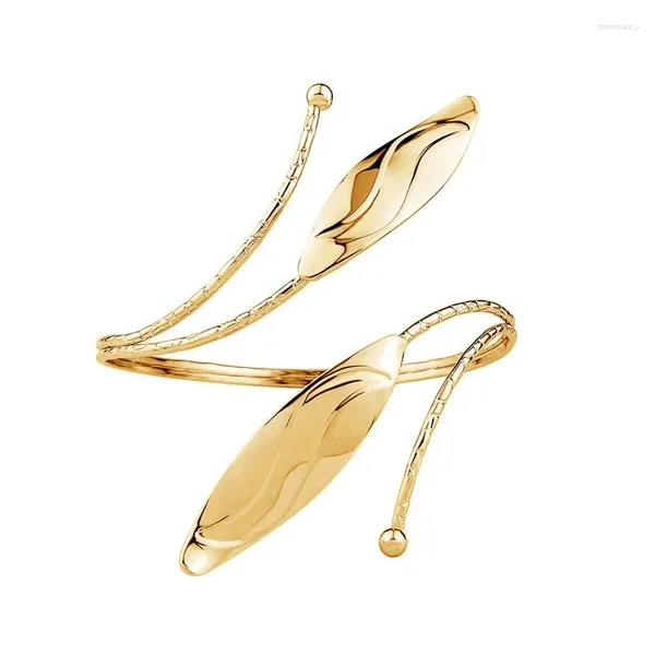 Bracciale rigido in acciaio inossidabile color argento e oro per le donne Bracciali geometrici esagerati con braccio Anello gioielli di moda a mano per feste