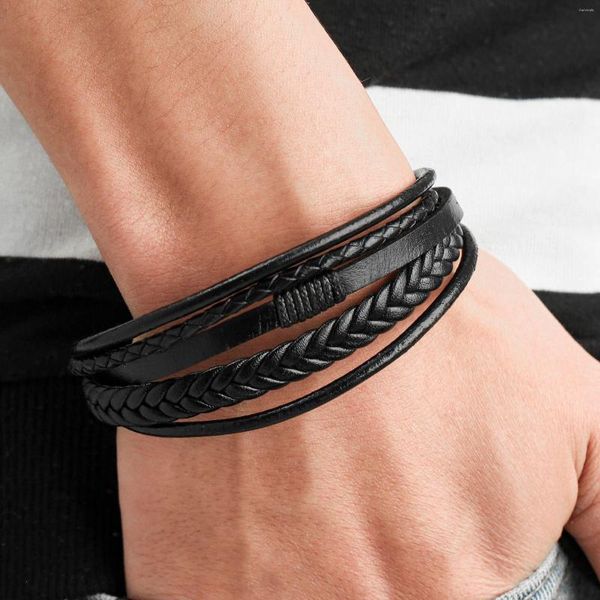 Charm Armbänder Handgewebtes Leder Jungen Armband Legierung Magnetschnalle Punk Herren Hip Hop Party Klassisch Schmuck Geburtstagsgeschenk