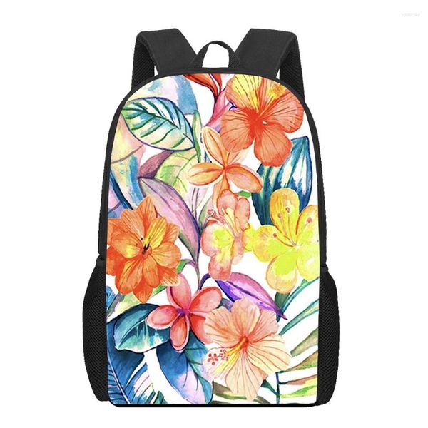 Sacos escolares retro floresta tropical folhas impressão mochila para meninos meninas adolescente laptop crianças saco de livro casual ombro mochila de viagem