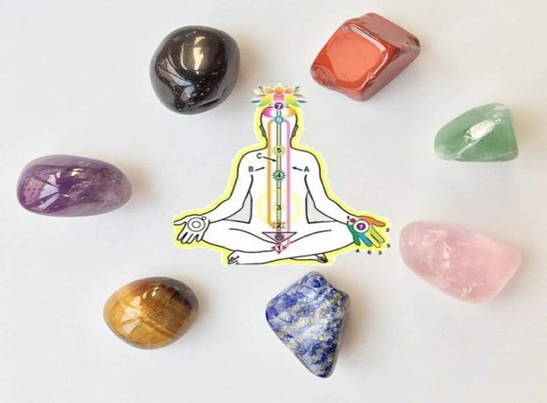 Doğal Kristal Reiki Çakra Şifa Taşları Çakra Kılıf Seti 7 Çakra Taşları ve Mineraller6475768