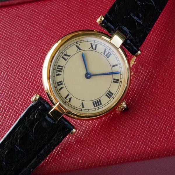 Carier Antika Temiz Fabrika Saatleri 80s 18K Goldplated Swiss Kuvars Taş Hareketi Yüksek kaliteli erkek ve kadınlar aynı modellere sahip sevdiklerine en iyi seçim göndermek için o o