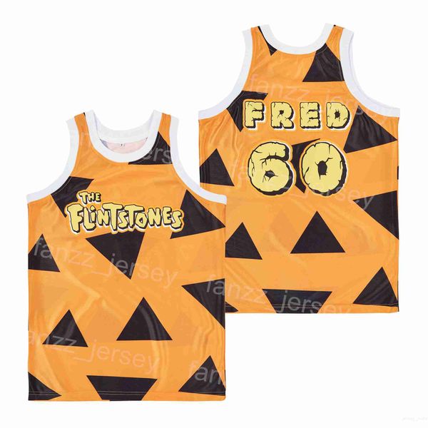 Film The Flintstones 60 Fred Maglie Film Basket Anni '90 Liceo Traspirante Squadra Retrò Giallo HipHop Per Gli Appassionati Di Sport Camicia Pullover Estiva In Puro Cotone College