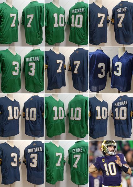 NCAA Notre Dame College Football Jerseys 10 Sam Hartman 7 Audric Estime 3 Joe Montana todos costurados Mens S-XXXL