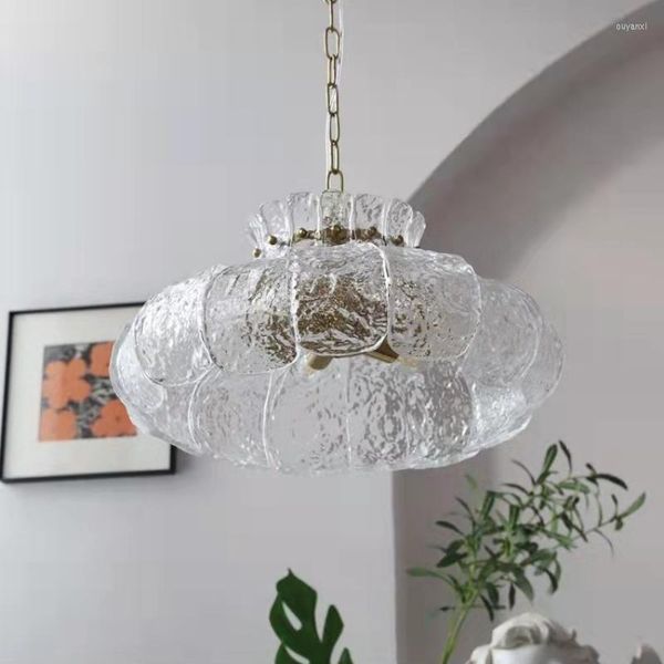 Pendelleuchten Nordic Ice Melting Glass Lights Einfache Küche Esszimmer Beleuchtung Innendekoration Arbeitszimmer Dachboden E27 Kupfer hängend