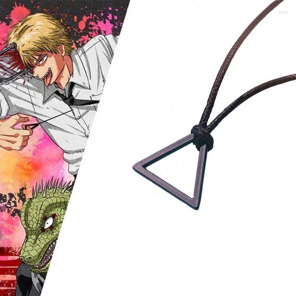 Anhänger Halsketten 20 Teile/los Anime Chainsaw Man Halskette Cosplay Pochita Lederkette Dreieckiger Zugring Für Unisex Schmuck