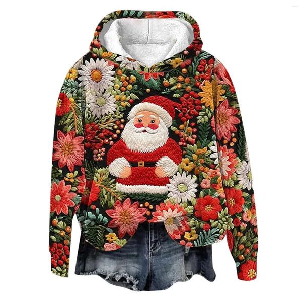 Frauen Hoodies 3D Santa Claus Gedruckt Sweatershirt Top Herbst Mode Streetwear Pullover Kleidung Weihnachten Party Damen Pullover