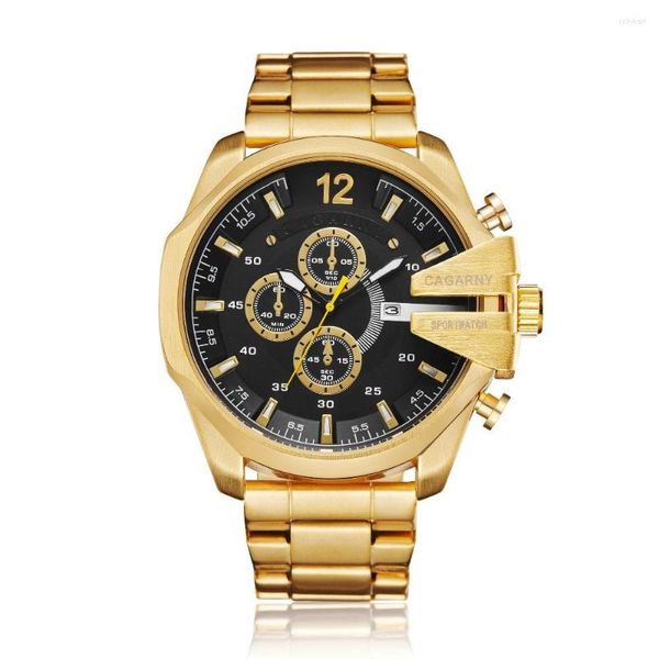 Orologi da polso Cagarny Orologi militari Uomo Marca Orologio in acciaio pieno Quarzo Business Golden Dz Style Relogio Masculino Relojes Hombre