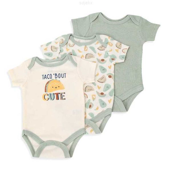 Kleidung stellt Art- und Weiseentwurfs-Großhandelsbaby-Kleidungs-Bodysuit-Baumwollkurzschluss-Hülse 3psc/packing Bodysuits 100% ein