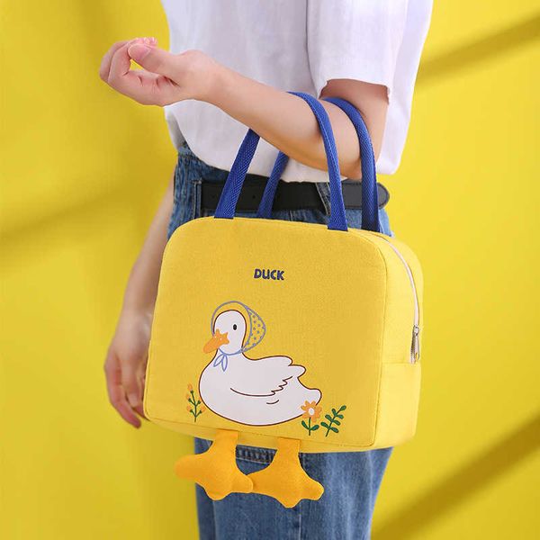 Eisbeutel/Isothermische Taschen, niedliche Cartoon-Ente, Lunchbox für Kinder, lustige Frauen, Arbeit, Thermo-Lunch-Taschen, behalten die Frische, isolierte Bento-Handtaschen, Picknick-Pack J230425