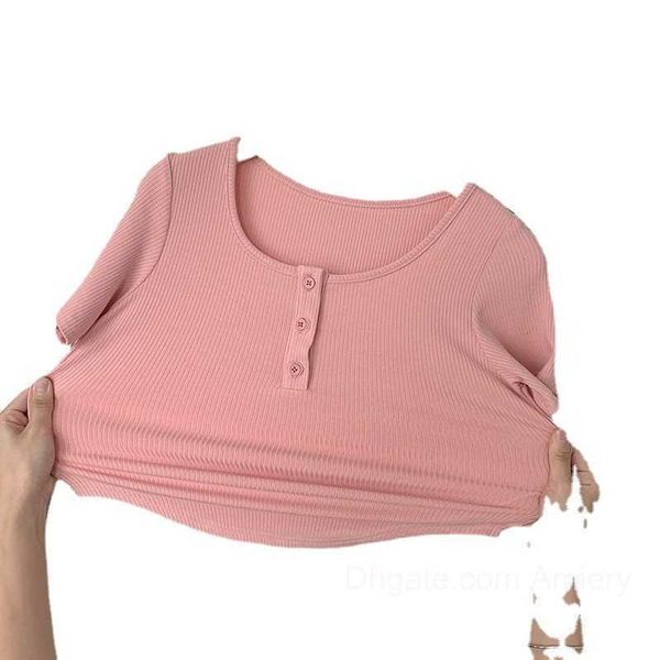 Sommer Trend Kleidung Damen T-Shirt Rundhals Kurzarm T-Shirt Damen 2023 Neues festes Schulterdesign Kleine feste Passform Crop Tops für Damen Outfits