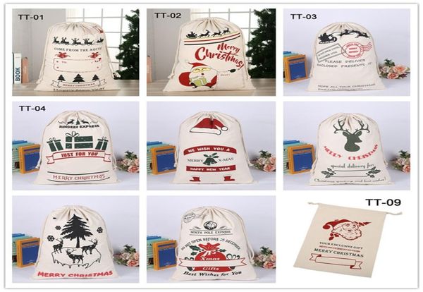 Mais novo 10 estilos saco de presente de natal grande pesado de alta qualidade sacos de cordão de doces meia decoração saco de papai noel 087953408