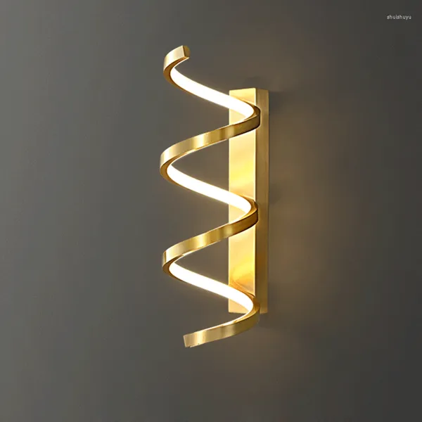 Lampada da parete minimale rame nero oro designer semplice creativo soggiorno applique a LED linea artistica luci per la decorazione del comodino della camera da letto