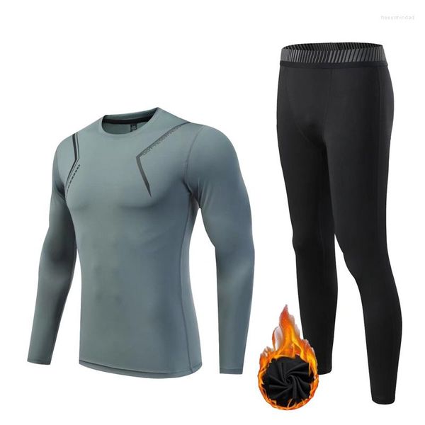 Roupas masculinas roupas masculinas de inverno em primeira camada de lã térmica Roupa térmica Sweat Sweat Sath Ponts Leggings Boys Rashgarda MMA 2 Piece