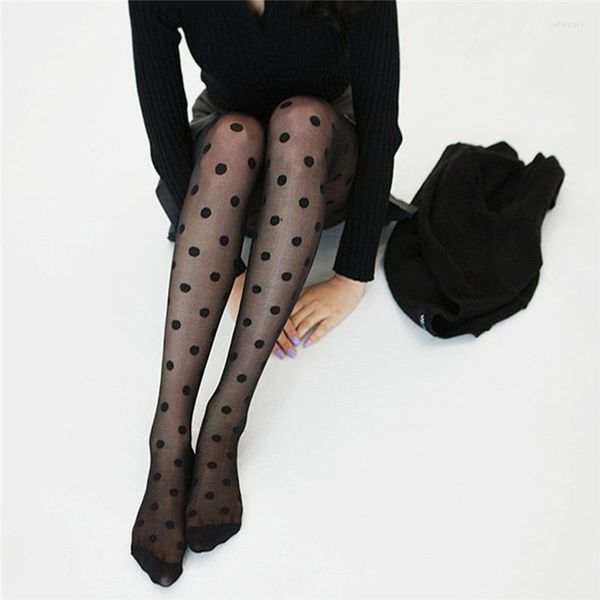 Женщины носки трусики колготки Черно -белые большие точки совершенно бесшовные сексуальные чистые чулки жесткие женские колларанты