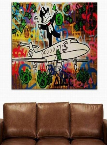 AM 096 Wall Art Home Decor Dipinto a mano HD Stampa Pittura a olio su tela Grande Graffiti Art Aeroplano 1910077985646