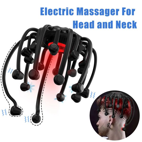 Massageador de cabeça KTS Polvo elétrico 20 contratos 5 modos couro cabeludo 2 contrato longo dispositivo de terapia de luz vermelha 231123