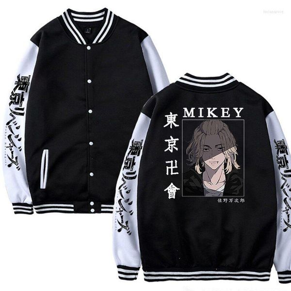 Мужские куртки аниме Mikey Tokyo Revengers Coats Clothing Men Женская контрастная рукава флисовая бейсбольная куртка с капюшоном плюс XS-4XL