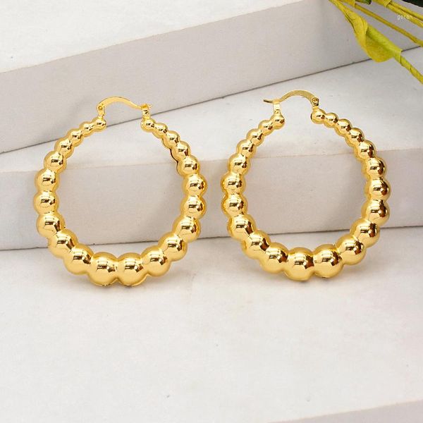 Orecchini a cerchio con perline africane in oro 24 carati placcato in rame di alta qualità Accessori per gioielli Dubai per l'abbigliamento quotidiano Regali per ragazze da festa