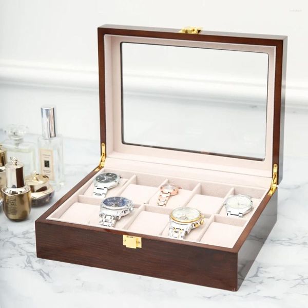Uhrenboxen PU-Lederbox Praktische Uhrenvitrine Schmuckaufbewahrungsorganisator mit Schloss/Reißverschluss für Damen Herren Geschenkzubehör