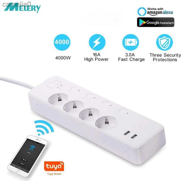 Netzkabelstecker WiFi Tuya Smart Power Strip EU-Stecker Steckdose USB-Steckdosen Überwachung des Verbrauchs Unabhängige Fernsteuerung durch Google Home AlexaL231125