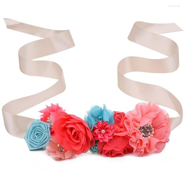 Cinture Donna Bambini Ragazze Per accessori di abbigliamento Cintura da sposa Cintura con strass Perle Nastro di raso Fascia per fiori di maternità