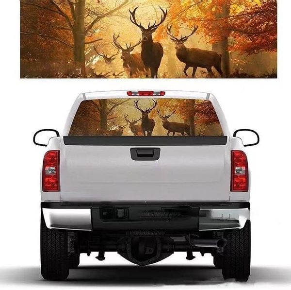 SUV kamyon van aracı için 1pcs araba arka cam çıkartmaları renk geyik grafik çıkartması - evrensel çizik gizli araba çıkartması en iyi hediye