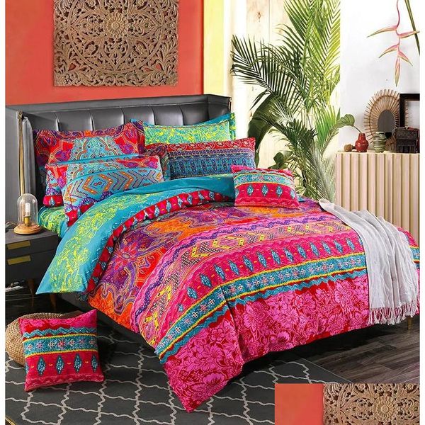 Set di biancheria da letto Trapunta con stampa semplice Boho Federa 3 pezzi Set Piumino in stile europeo king size 231121 Consegna in consegna Tessili per giardino domestico Su Dhumq